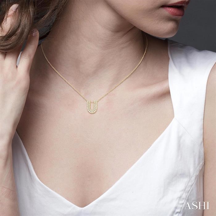 Bubble ‘U’ Initial Diamond Pendant View 4