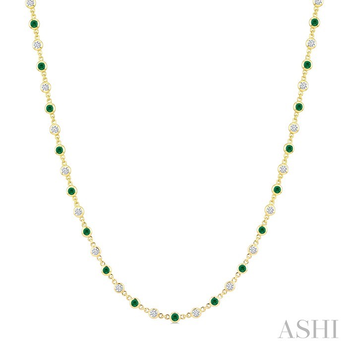 Bezel Alternate Gemstone & Diamond Necklace