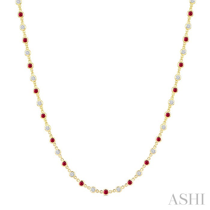 Bezel Alternate Gemstone & Diamond Necklace
