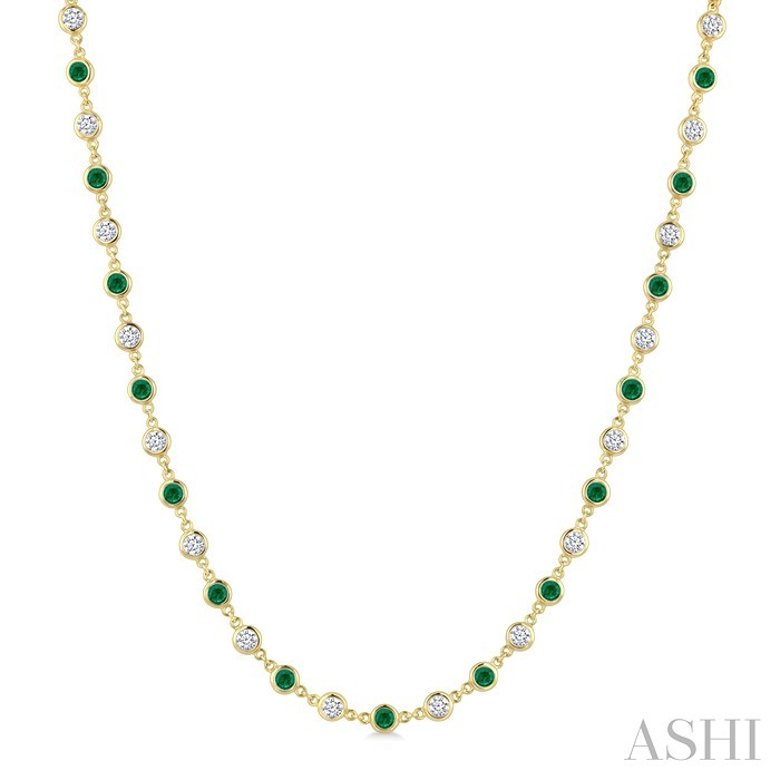 Bezel Alternate Gemstone & Diamond Necklace