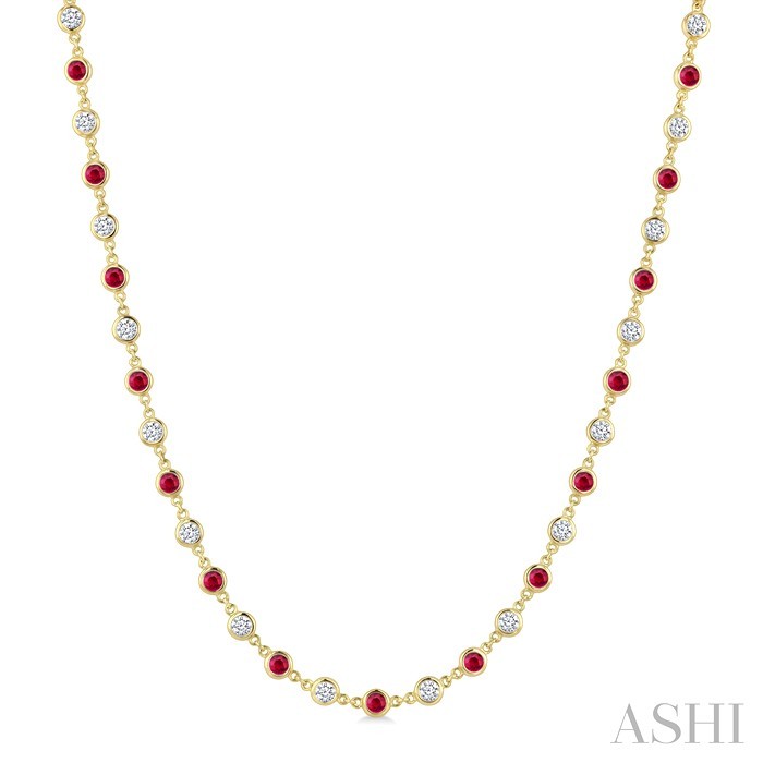 Bezel Alternate Gemstone & Diamond Necklace