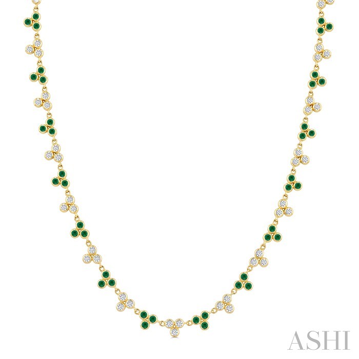 3 Stone Bezel Alternate Gemstone & Diamond Necklace