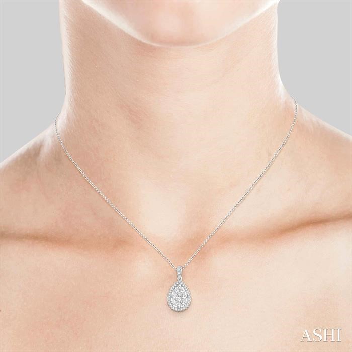 Pear Shape Halo Lovebright Essential Diamond Pendant View 4