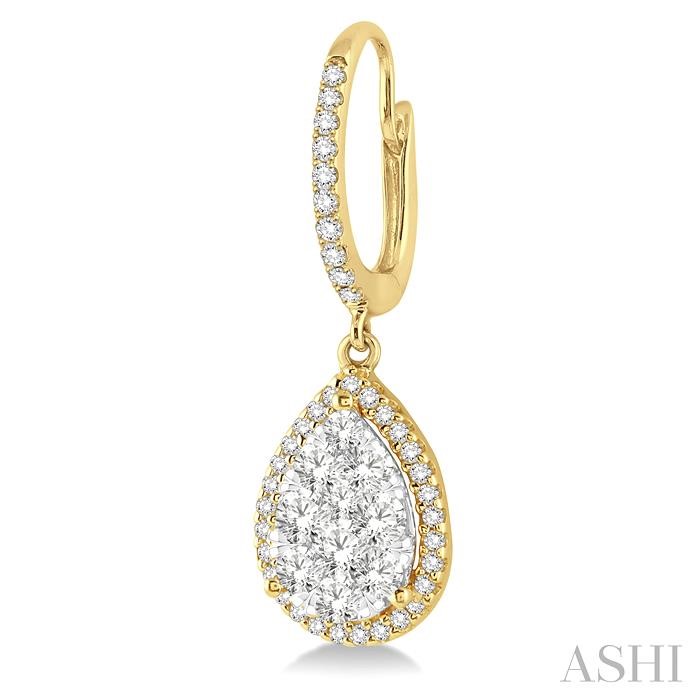 Pear Shape Halo Lovebright Essential Diamond Earrings View 3