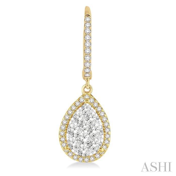Pear Shape Halo Lovebright Essential Diamond Earrings View 2
