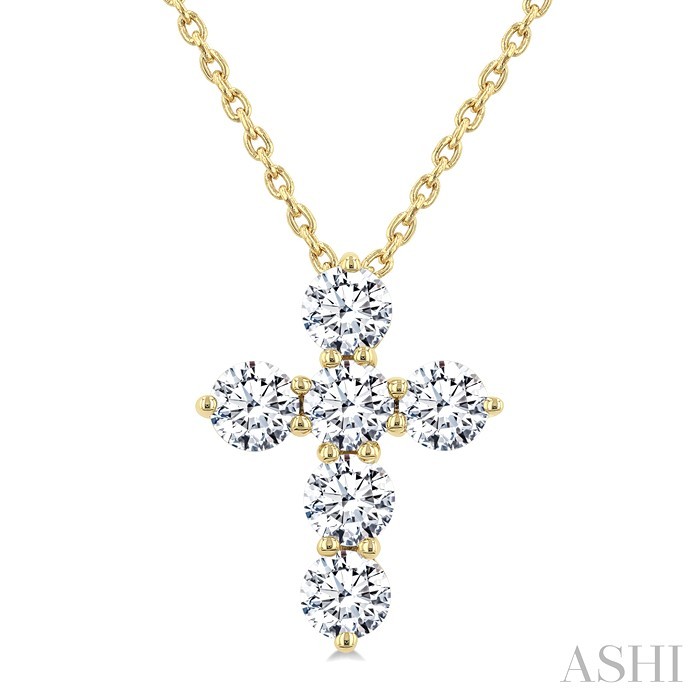 6 Stone Cross Diamond Fashion Pendant