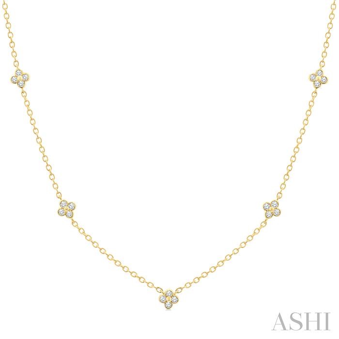 Clover Bezel Set Diamond Station Necklace