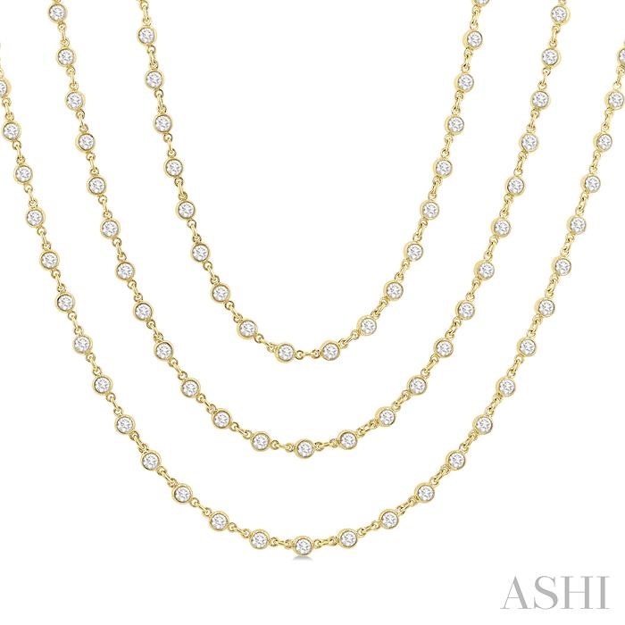 Bezel Set Layered Diamond Necklace View 3