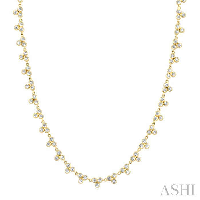 3 Stone Bezel Diamond Station Necklace