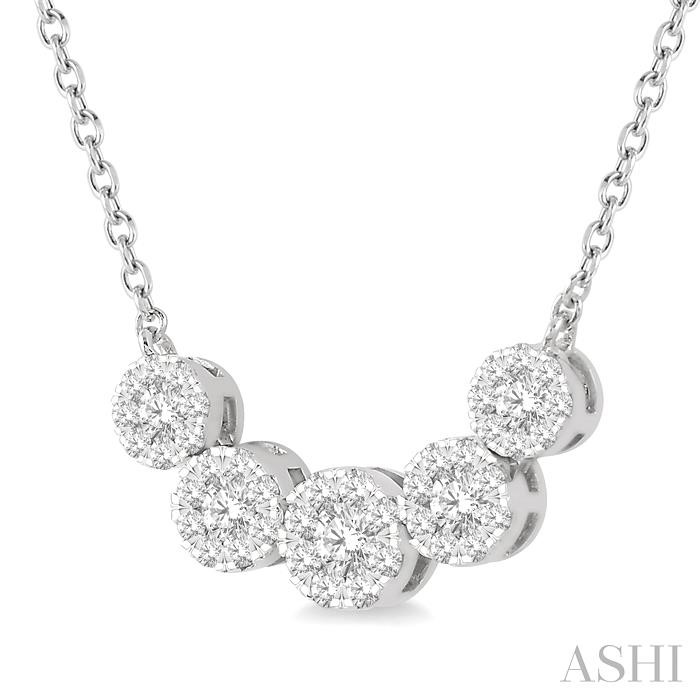 Round Shape 5 Stone Lovebright Essential Diamond Smile Necklace View 2
