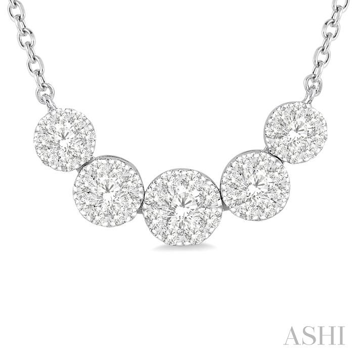 Round Shape 5 Stone Lovebright Essential Diamond Smile Necklace View 3