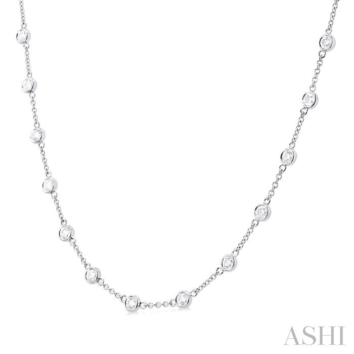 Bezel Set Diamond Station Necklace View 2
