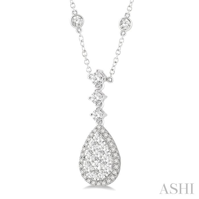 Pear Shape Halo Lovebright Diamond Necklace View 2
