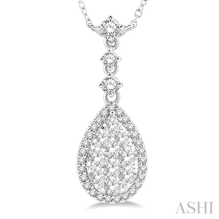 Pear Shape Halo Lovebright Diamond Necklace View 3