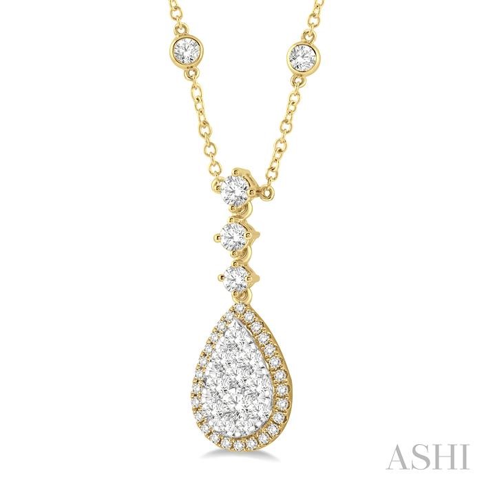 Pear Shape Halo Lovebright Diamond Necklace View 2