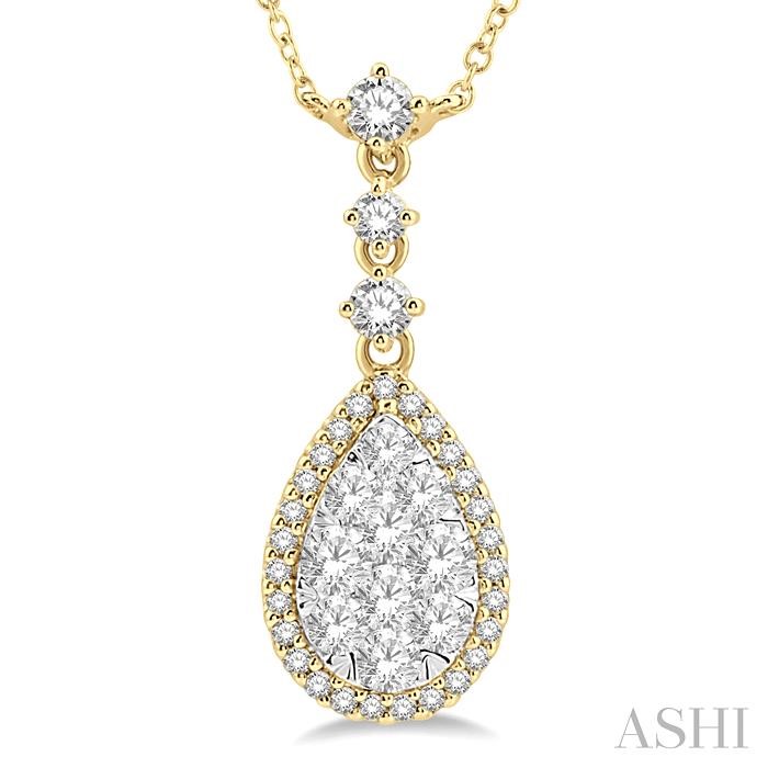 Pear Shape Halo Lovebright Diamond Necklace View 3