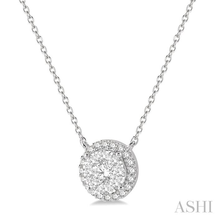 Round Shape Halo Lovebright Essential Diamond Pendant View 2