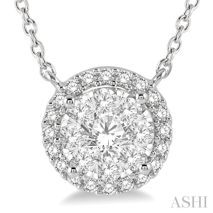 Round Shape Halo Lovebright Essential Diamond Pendant View 3