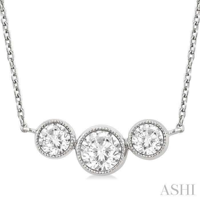 3 Stone Bezel Set Diamond Necklace View 3