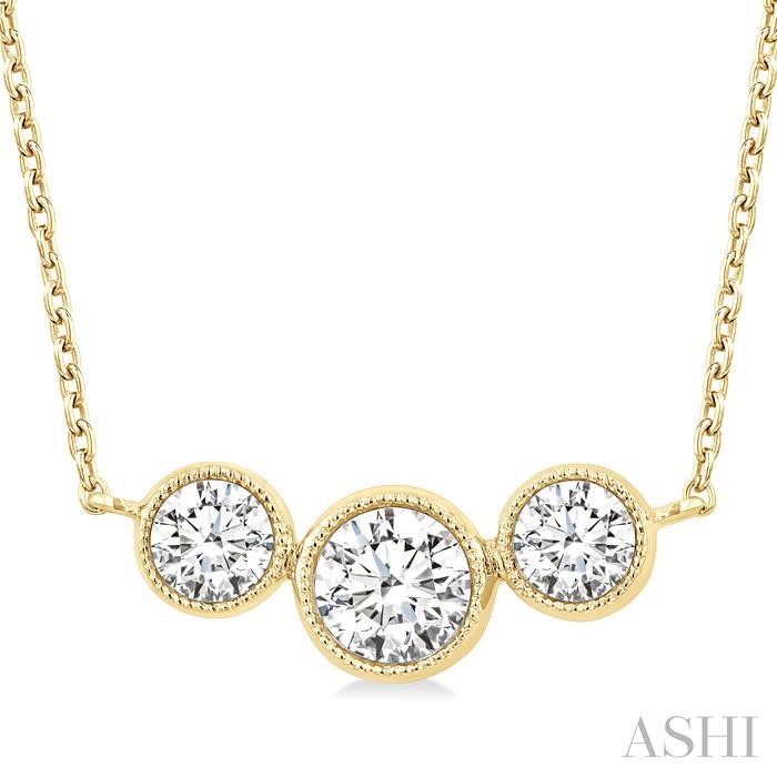 3 Stone Bezel Set Diamond Necklace View 3
