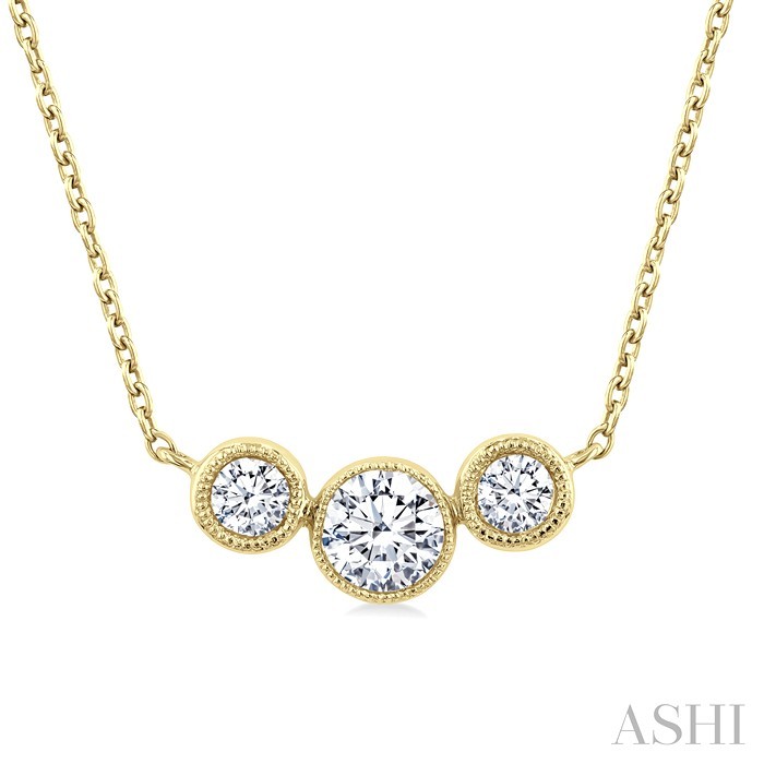 3 Stone Bezel Set Diamond Necklace