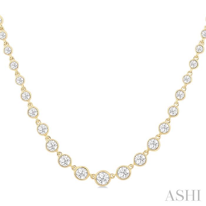 Halfway Graduated Bezel Set Diamond Tennis Necklace View 3